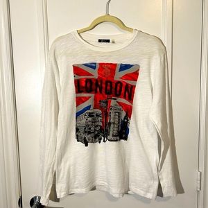 DEX Long-Sleeved T-Shirt, White, With “London “ Graphic, Women’s Size L